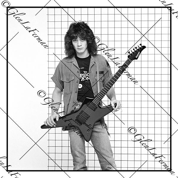 Eddie Van Halen in button up with guitar