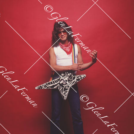 Eddie Van Halen playing pretend with star guitar