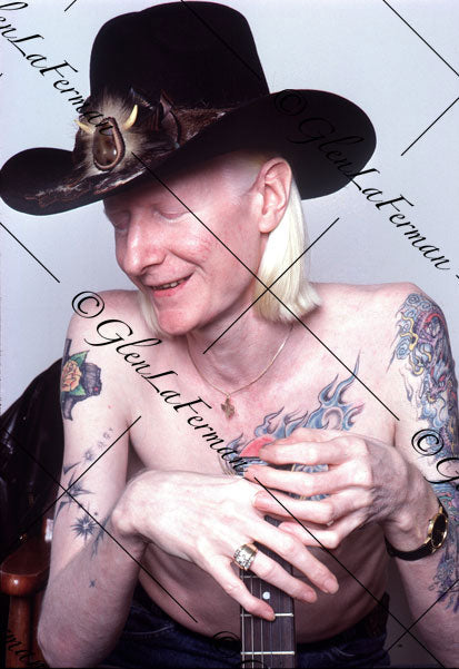 Johnny Winter with hat