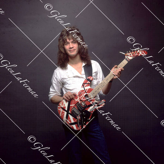 Eddie Van Halen in jeans with Kramer Frankenstrat