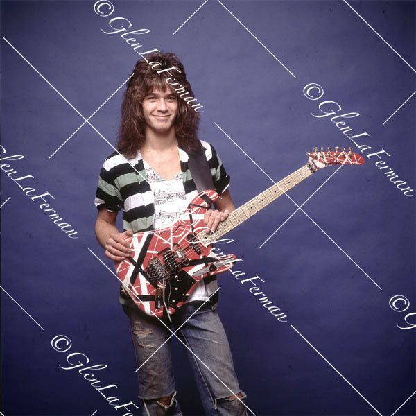 Eddie Van Halen in jeans and Kramer Frankenstrat