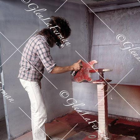 Eddie Van Halen in flannel shirt and paint