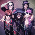 L.A. Guns close up, full of expression, colorful drop
